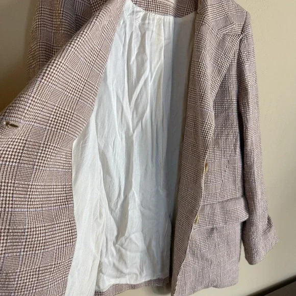 Free People We the Free Bowie Boyfrind Fit Oversized Two Button Blazer Plaid S - Picture 6 of 6